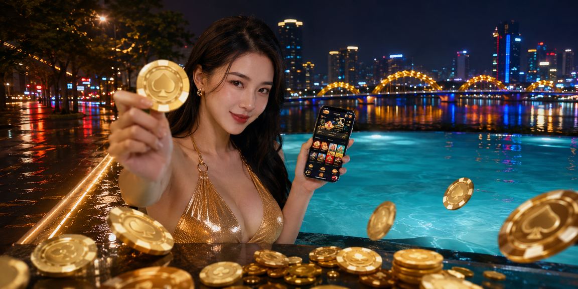 Người dùng Đà Nẵng sử dụng ứng dụng casino trên điện thoại tại bãi biển
