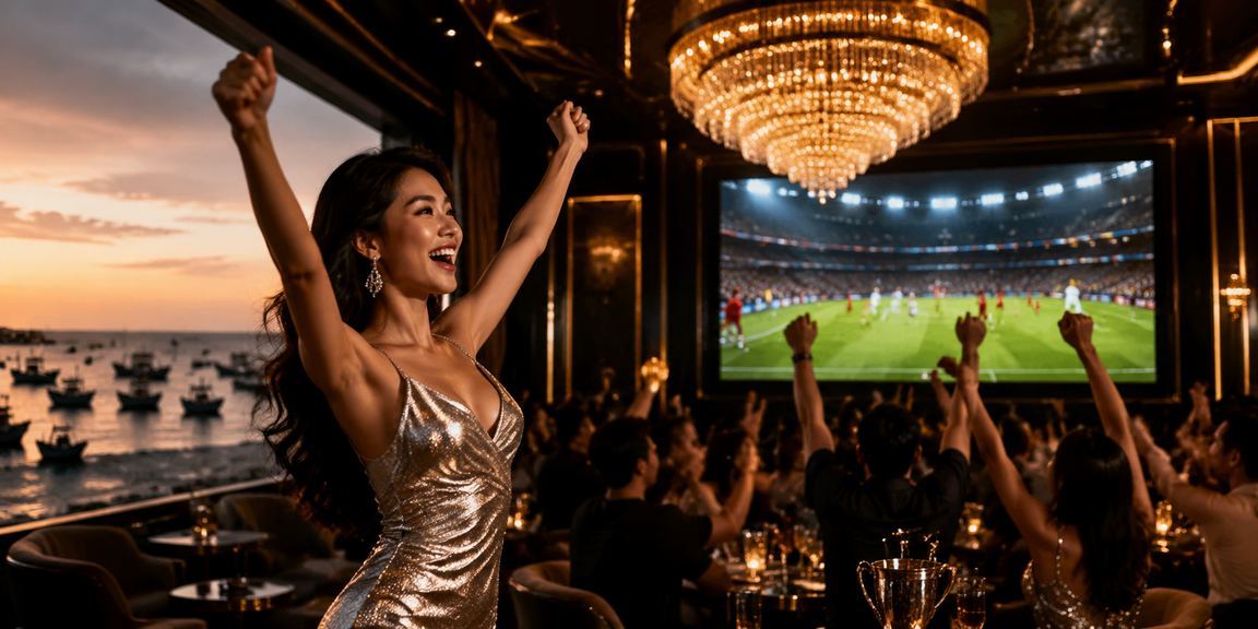 Người dùng cược bóng đá tại bãi biển Mũi Né trên điện thoại